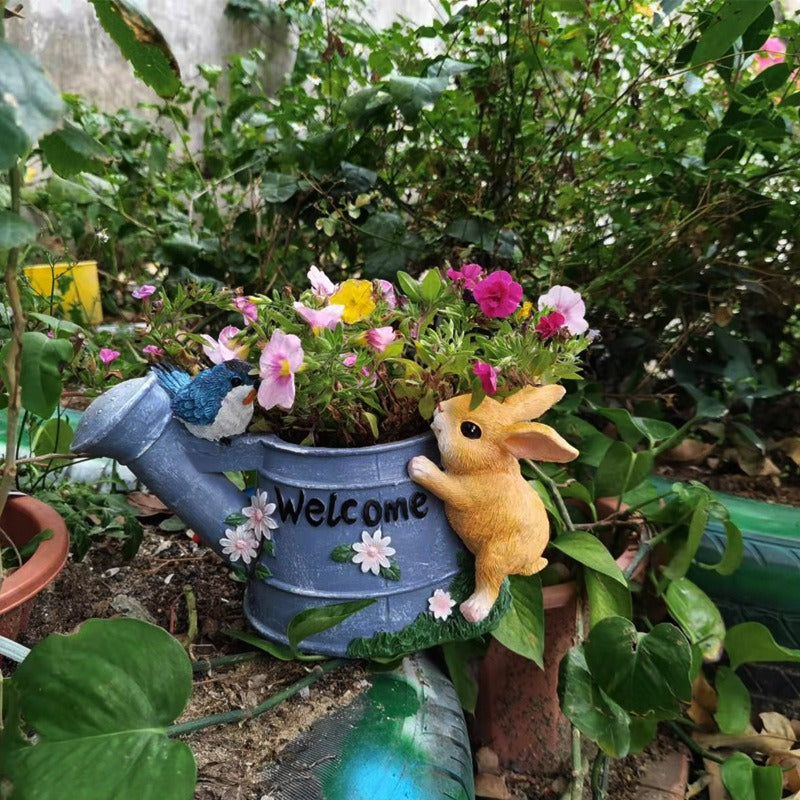 Outdoor balcony decorations for rabbit kettles and flower pots