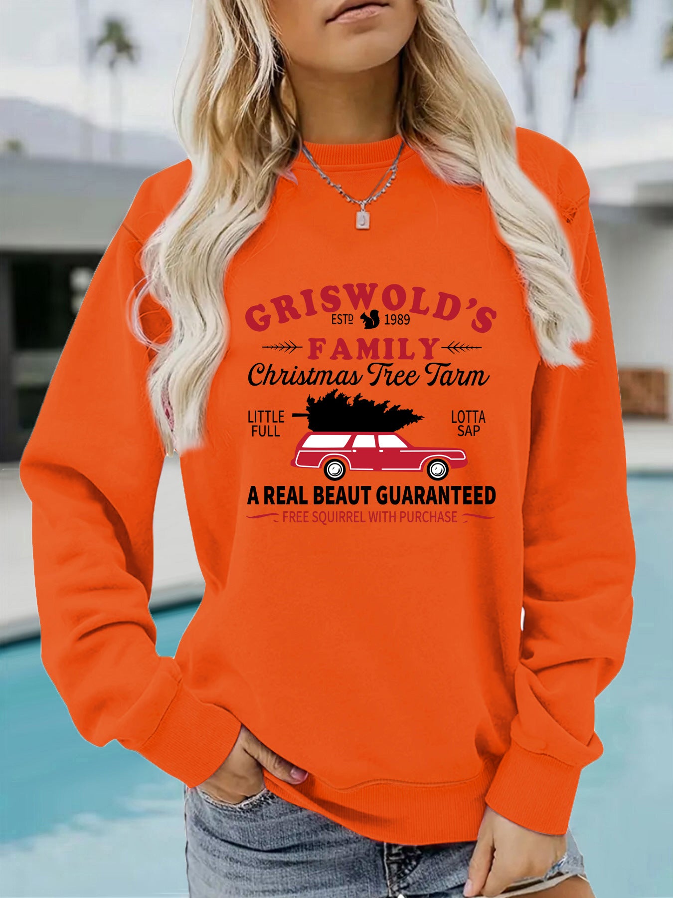 Long sleeved round neck GRISWOLD S printed pullover sweatshirt
