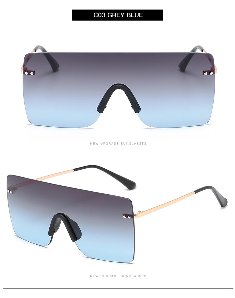 New Large Square Sunglasses Fashion Gradient Men And Women Street Shooting Sunglasses Rimless Glasses