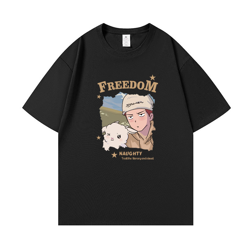 Casual Couple Matching Outfits Summer Fashion Set Short Sleeve T-Shirt for Men and Women