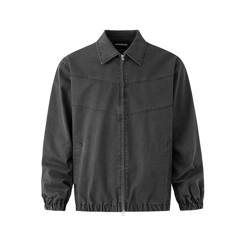 Casual Retro Style Short Jacket for Men Loose Fit Turn-Down Collar Outerwear Fashion Versatile Top