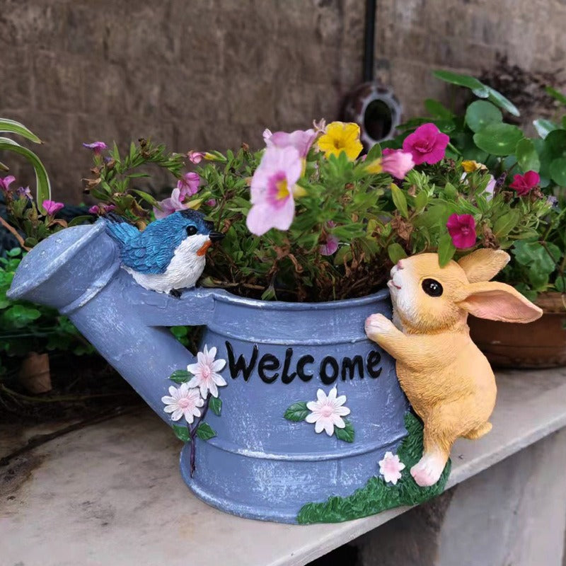Outdoor balcony decorations for rabbit kettles and flower pots