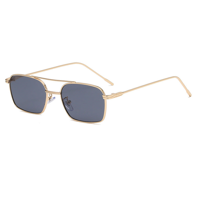 New Square Ocean Piece Sunglasses Men And Women Trend Metal Frame Sunglasses Fashion Double Beam Glasses
