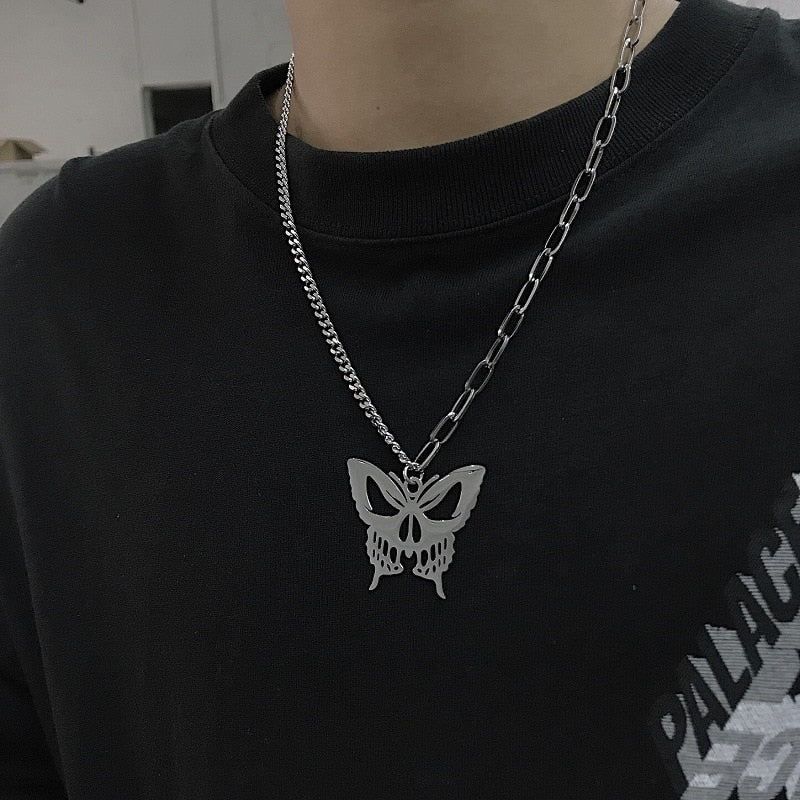 Fashion gothic style neck necklace butterfly suspension pendant men and women couple women necklace jewelry accessories