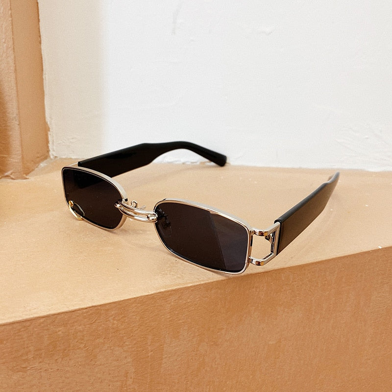 Popular Fashion Small Rectangle Women Luxury Sunglasses Brand Designer Vintage Punk Men Sun Glasses Shades UV400
