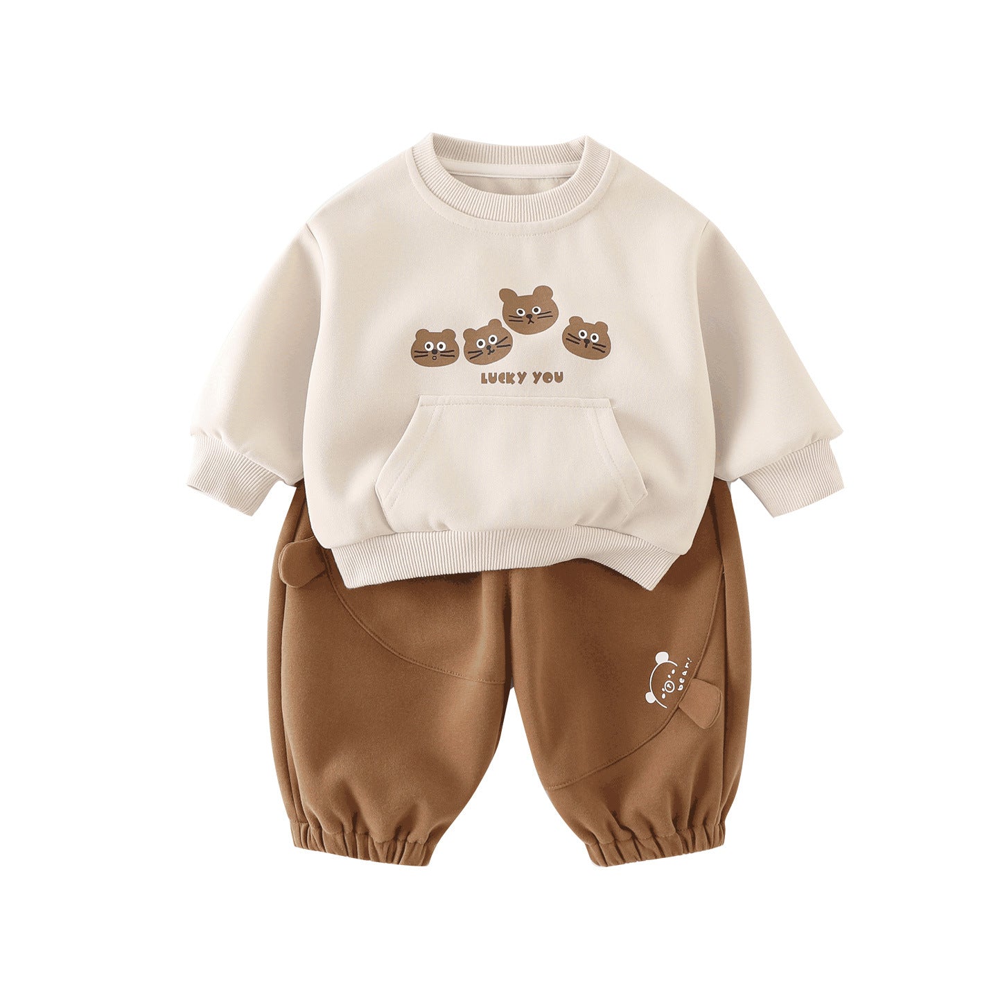 Cute Cartoon Baby Boy Autumn Long Sleeve Hoodie and Pants Set, Stylish Two-Piece Outfit
