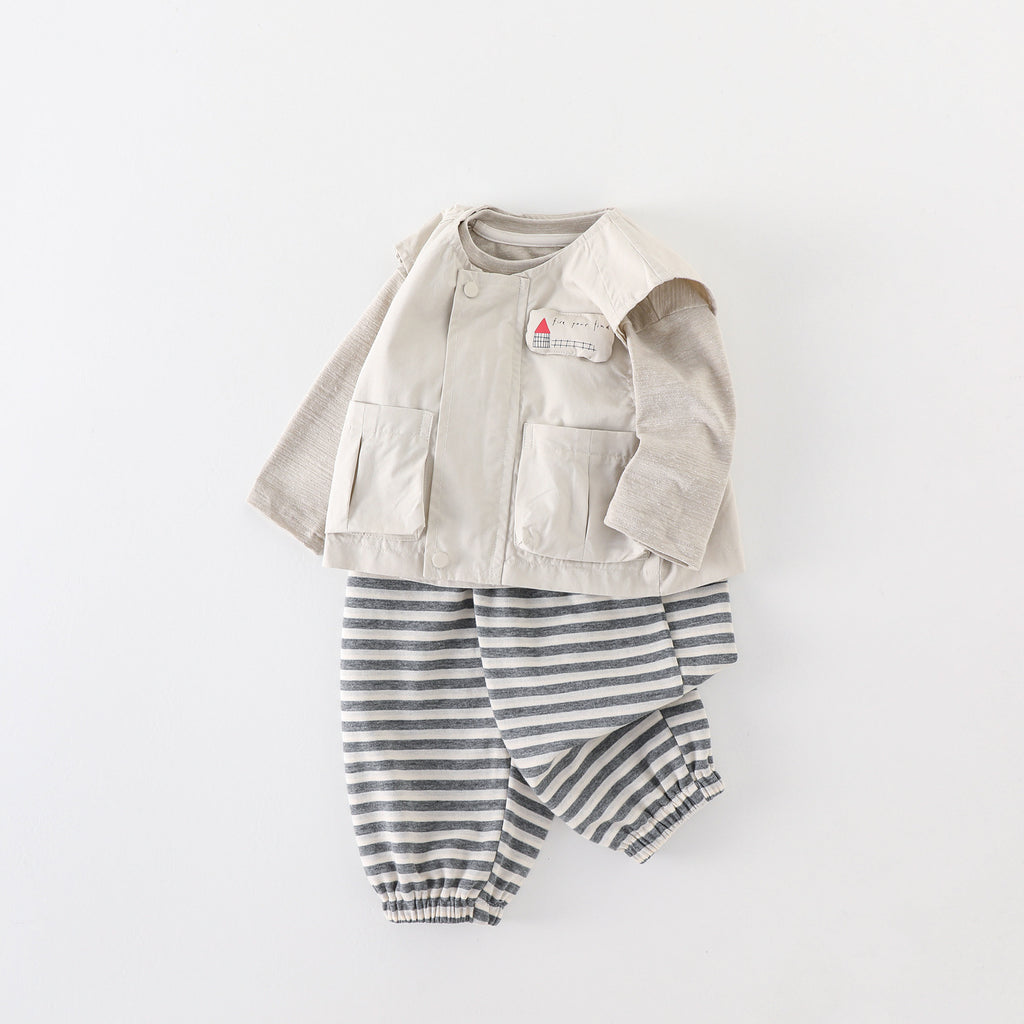 Infant Pure Cotton Class A Clothing Spring Boy Fashionable Separated Set Children's Inner Wear Baby Long Pants Jacket