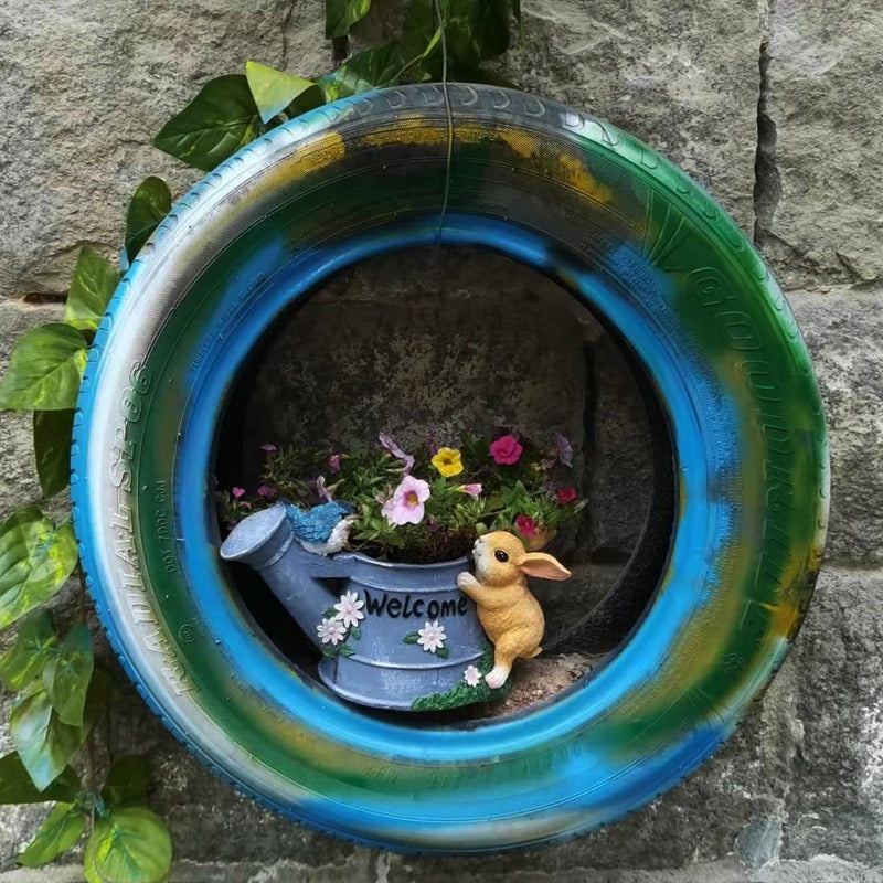 Outdoor balcony decorations for rabbit kettles and flower pots
