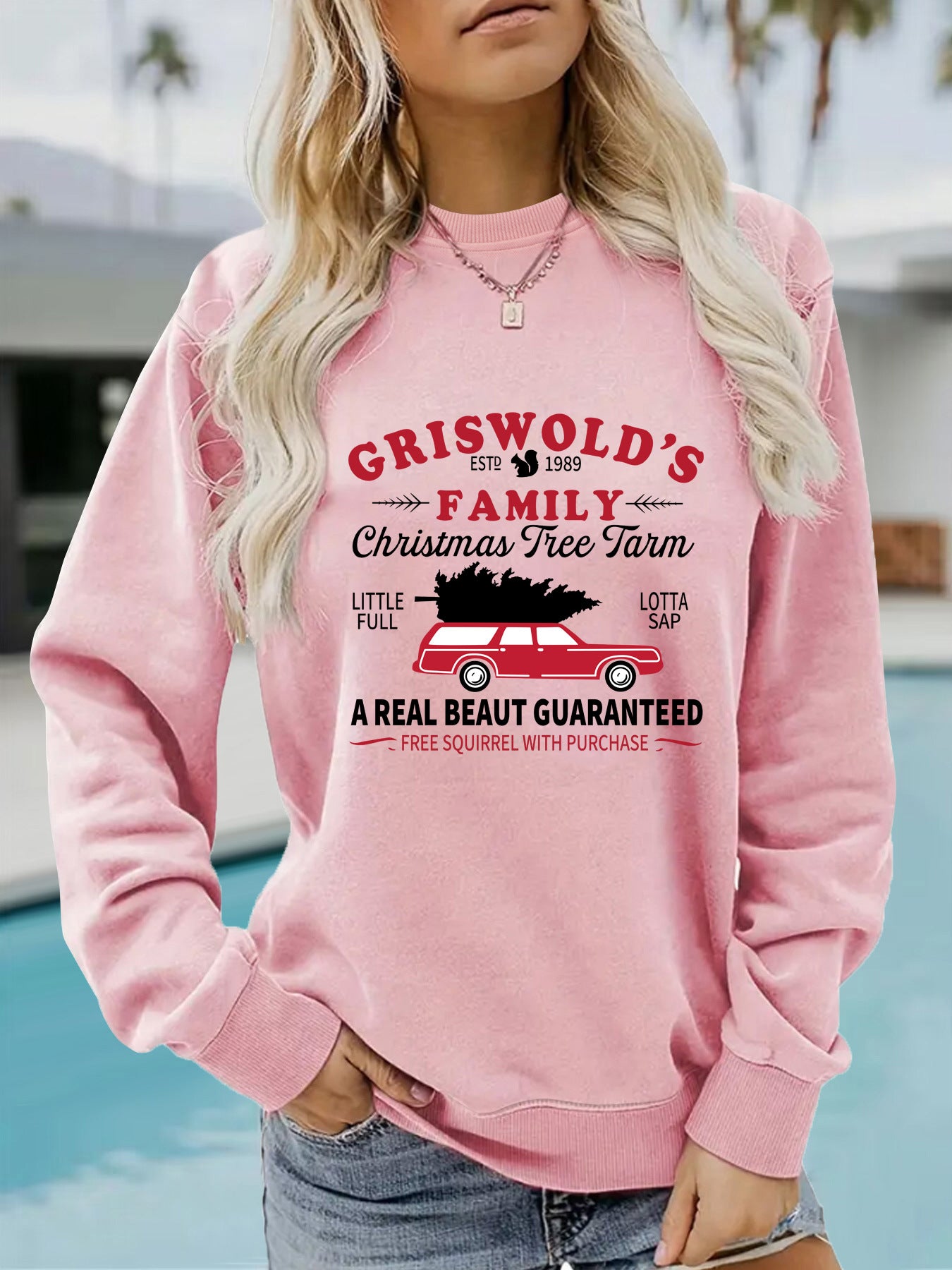 Long sleeved round neck GRISWOLD S printed pullover sweatshirt