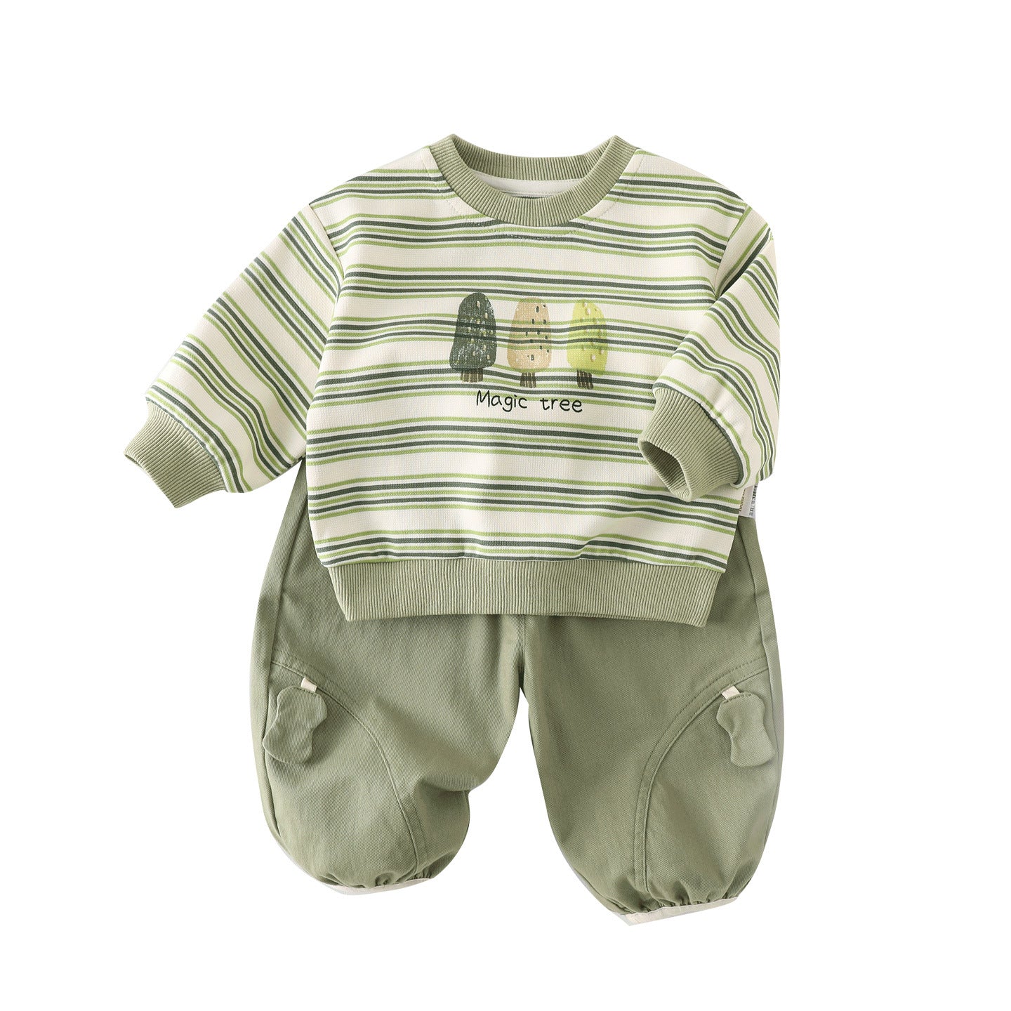 Cute Cartoon Stripe Hoodie Set for Boys, Casual Spring and Autumn Outfit, Two-Piece Suit for Toddlers and Preschool Kids