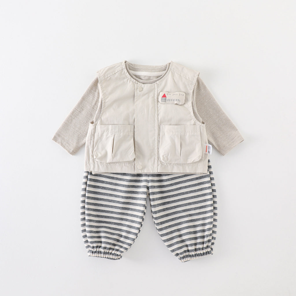 Infant Pure Cotton Class A Clothing Spring Boy Fashionable Separated Set Children's Inner Wear Baby Long Pants Jacket