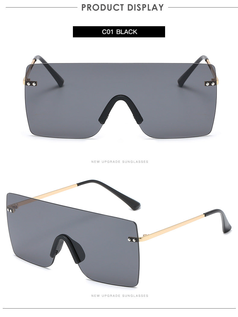 New Large Square Sunglasses Fashion Gradient Men And Women Street Shooting Sunglasses Rimless Glasses