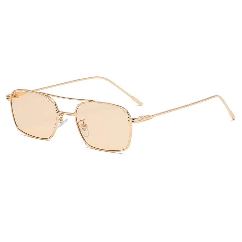 New Square Ocean Piece Sunglasses Men And Women Trend Metal Frame Sunglasses Fashion Double Beam Glasses