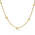 Stainless Steel Gold-color Round Ball Pendant Necklace Link Chain Necklace Fashion Jewelry For Women or Men