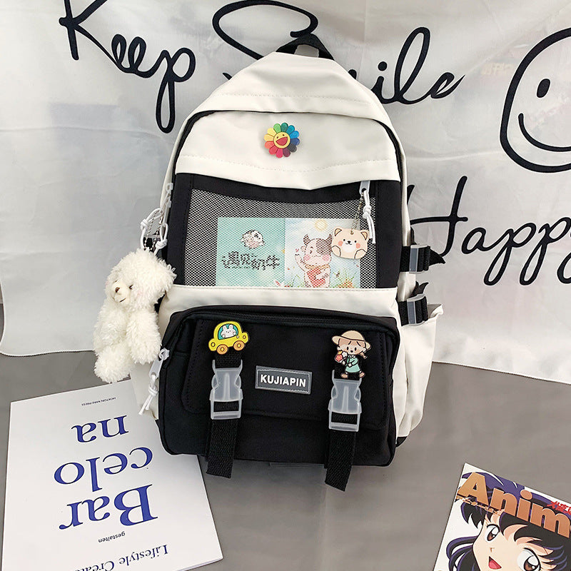 Fashion Color Matching Student Schoolbag Girl Student Shoulder Messenger Bag Men And Women Study Bag Shoulder