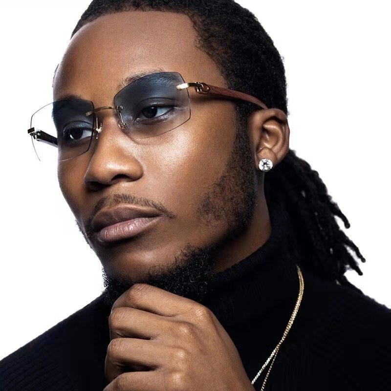 New Fashion Sunglasses Men Ultra Clear Rimless Sunglasses Ocean Slice Diamond Cut Edge Trend