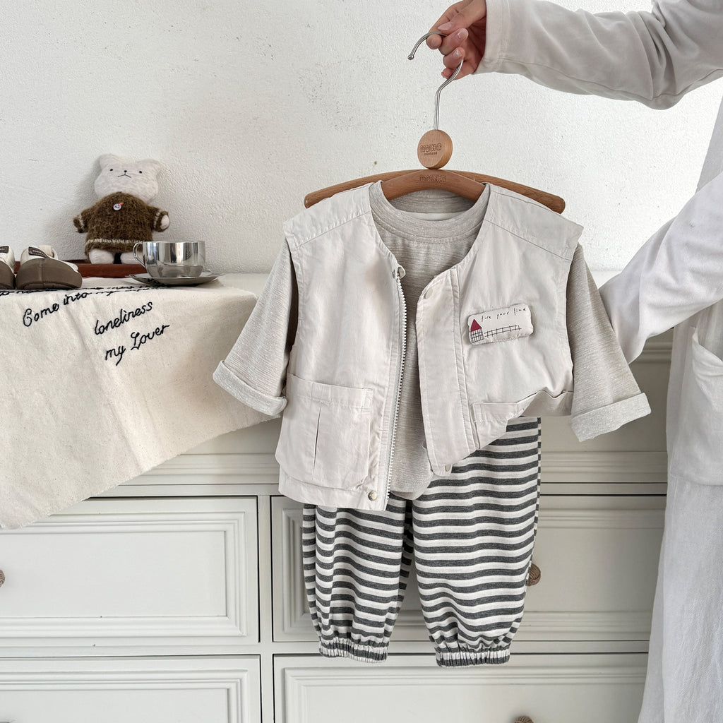 Infant Pure Cotton Class A Clothing Spring Boy Fashionable Separated Set Children's Inner Wear Baby Long Pants Jacket