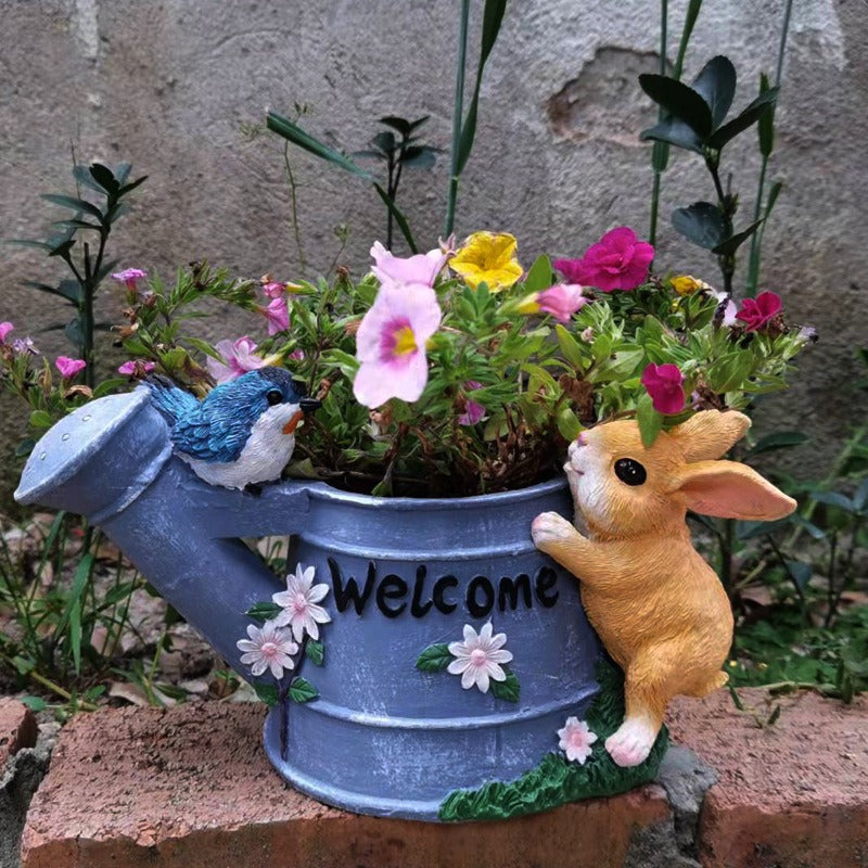 Outdoor balcony decorations for rabbit kettles and flower pots