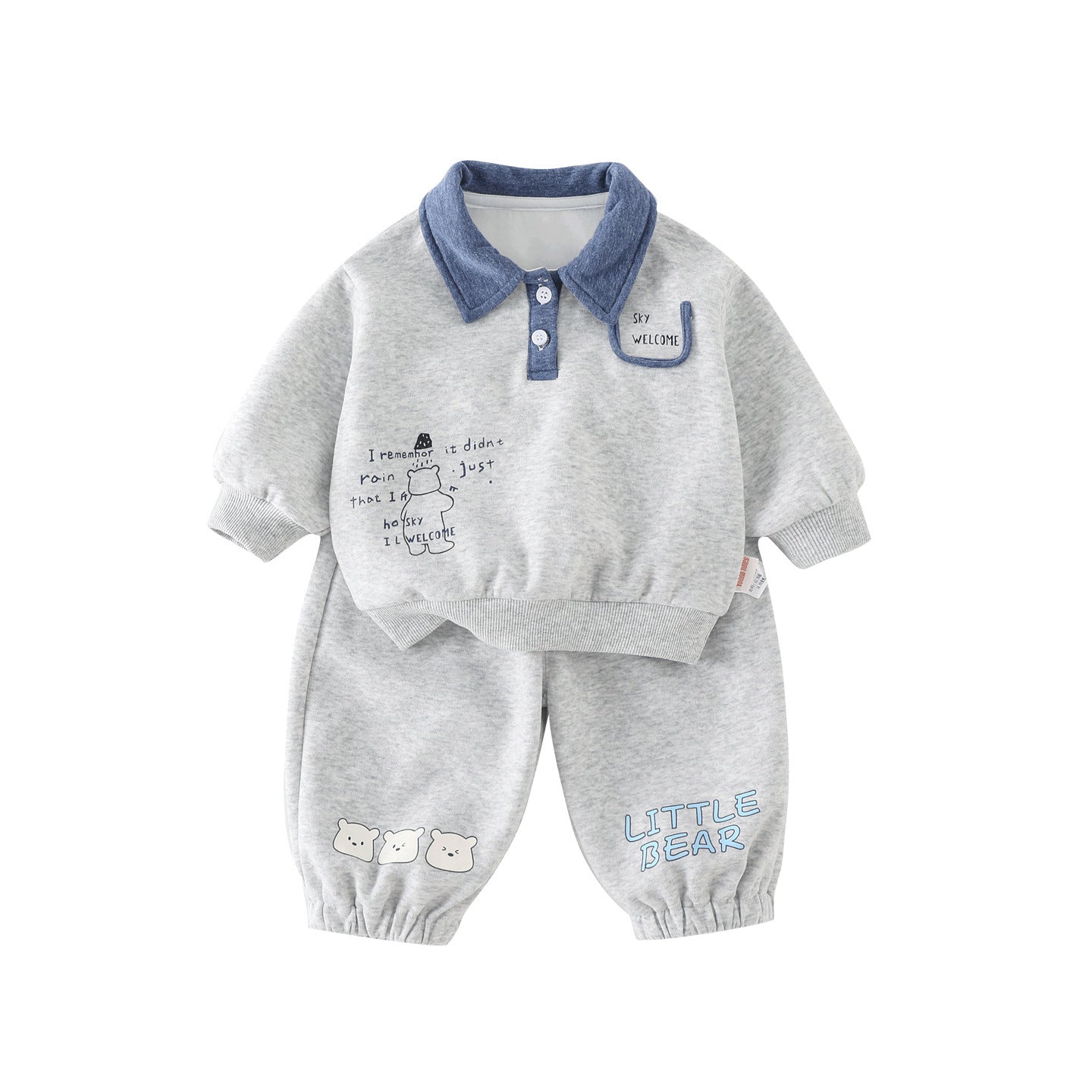 Cute Baby Boy Autumn Long Sleeve Separated Outfit Set with Turn-Down Collar, Stylish Two-Piece Suit for Spring and Autumn Outdoor Wear