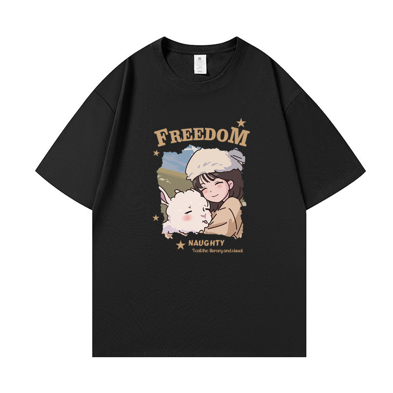 Casual Couple Matching Outfits Summer Fashion Set Short Sleeve T-Shirt for Men and Women
