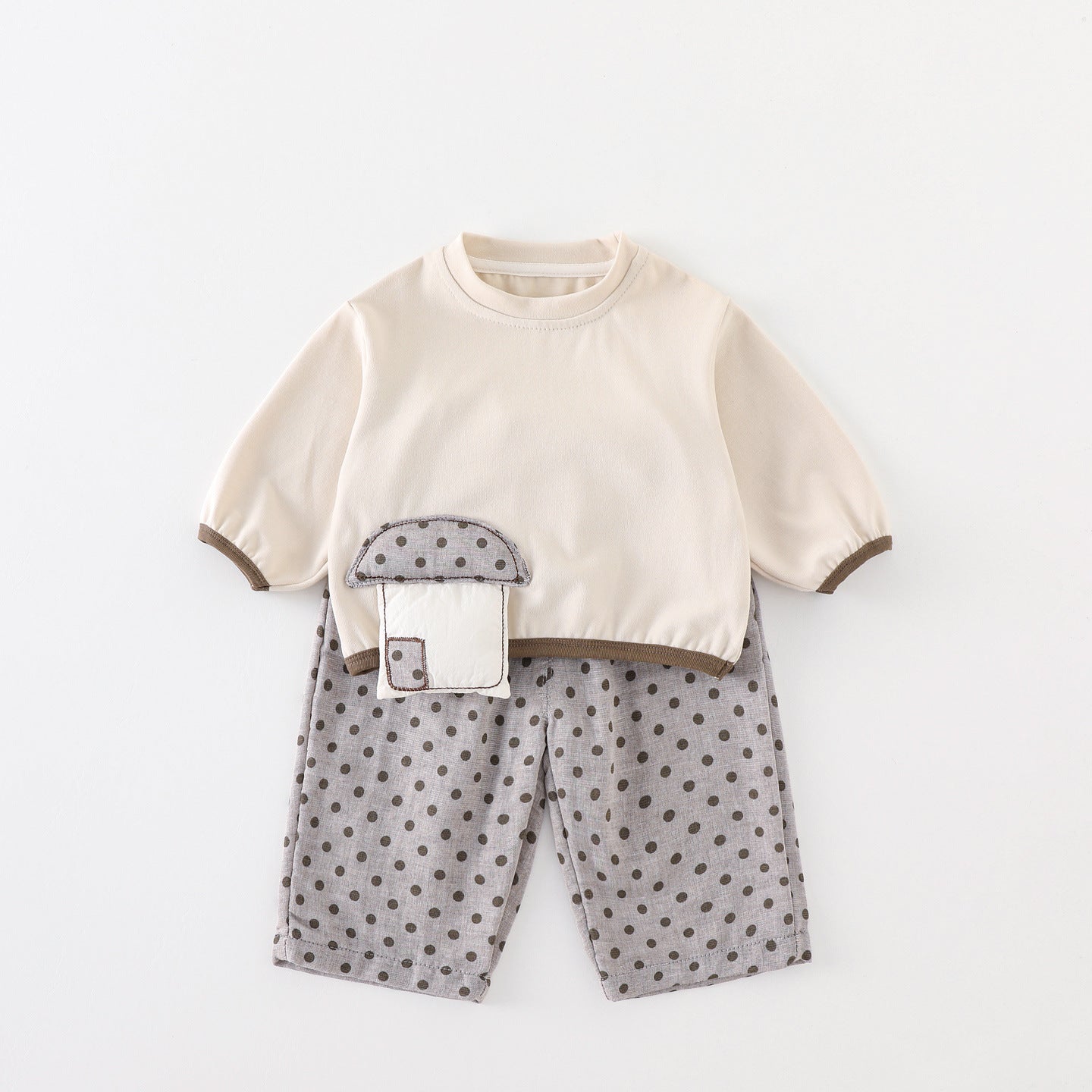 Cute Mushroom Long Sleeve Top for GirlsChildren's Outfit, A-Class New Autumn Fashion Set