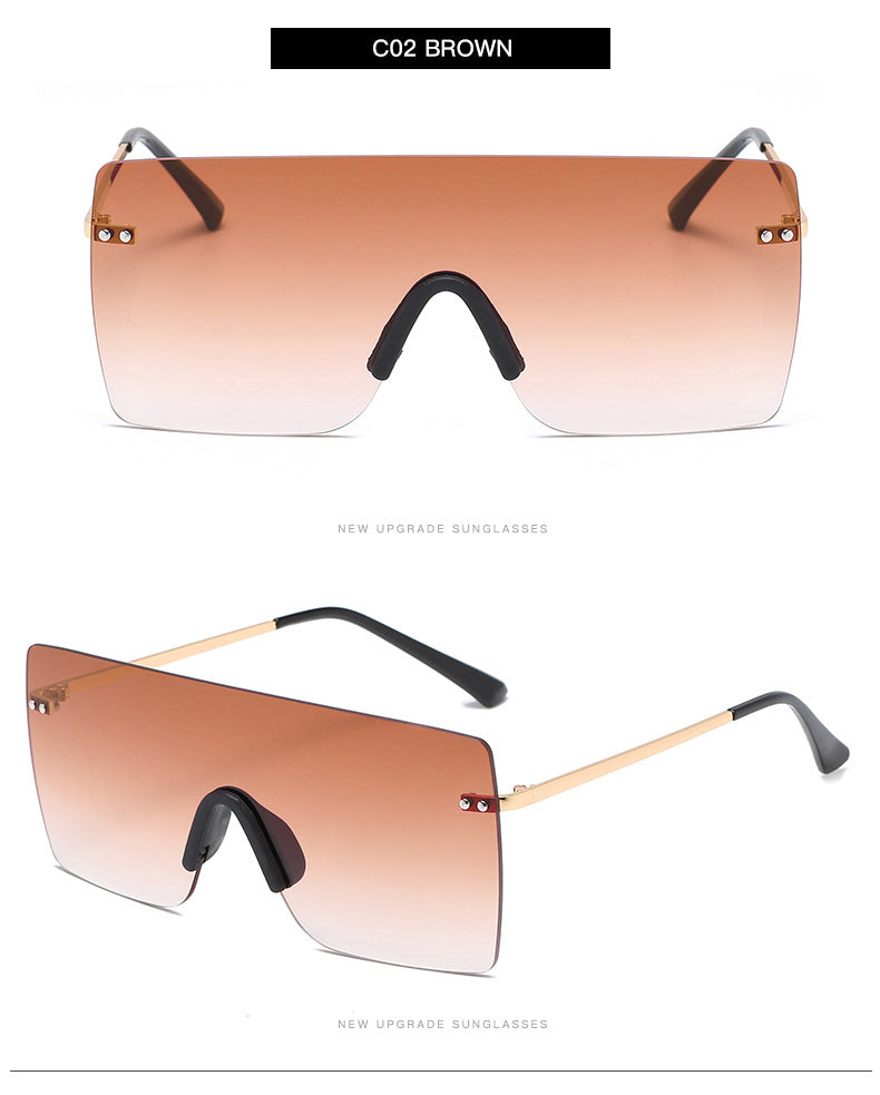 New Large Square Sunglasses Fashion Gradient Men And Women Street Shooting Sunglasses Rimless Glasses