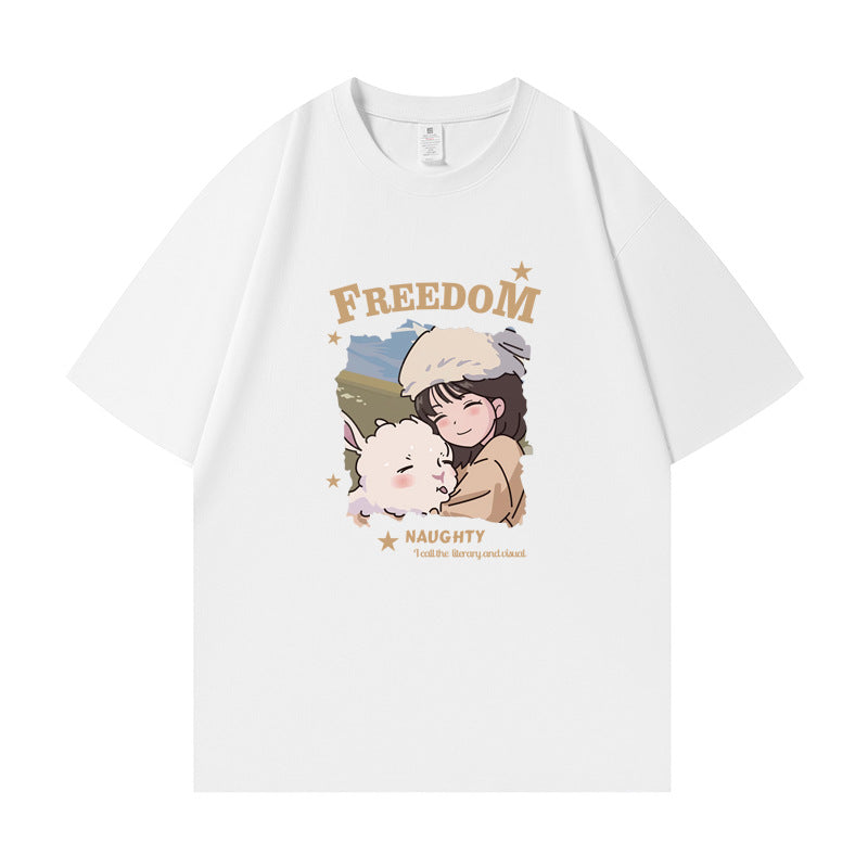 Casual Couple Matching Outfits Summer Fashion Set Short Sleeve T-Shirt for Men and Women