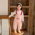 Cute Two-Piece Outfit for Baby Girls, Adjustable Strap Pants Set with Basic Top, Spring Fashion Style