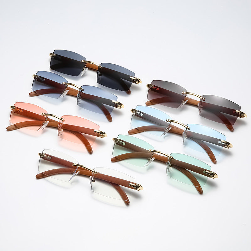 New Fashion Sunglasses Men Ultra Clear Rimless Sunglasses Ocean Slice Diamond Cut Edge Trend