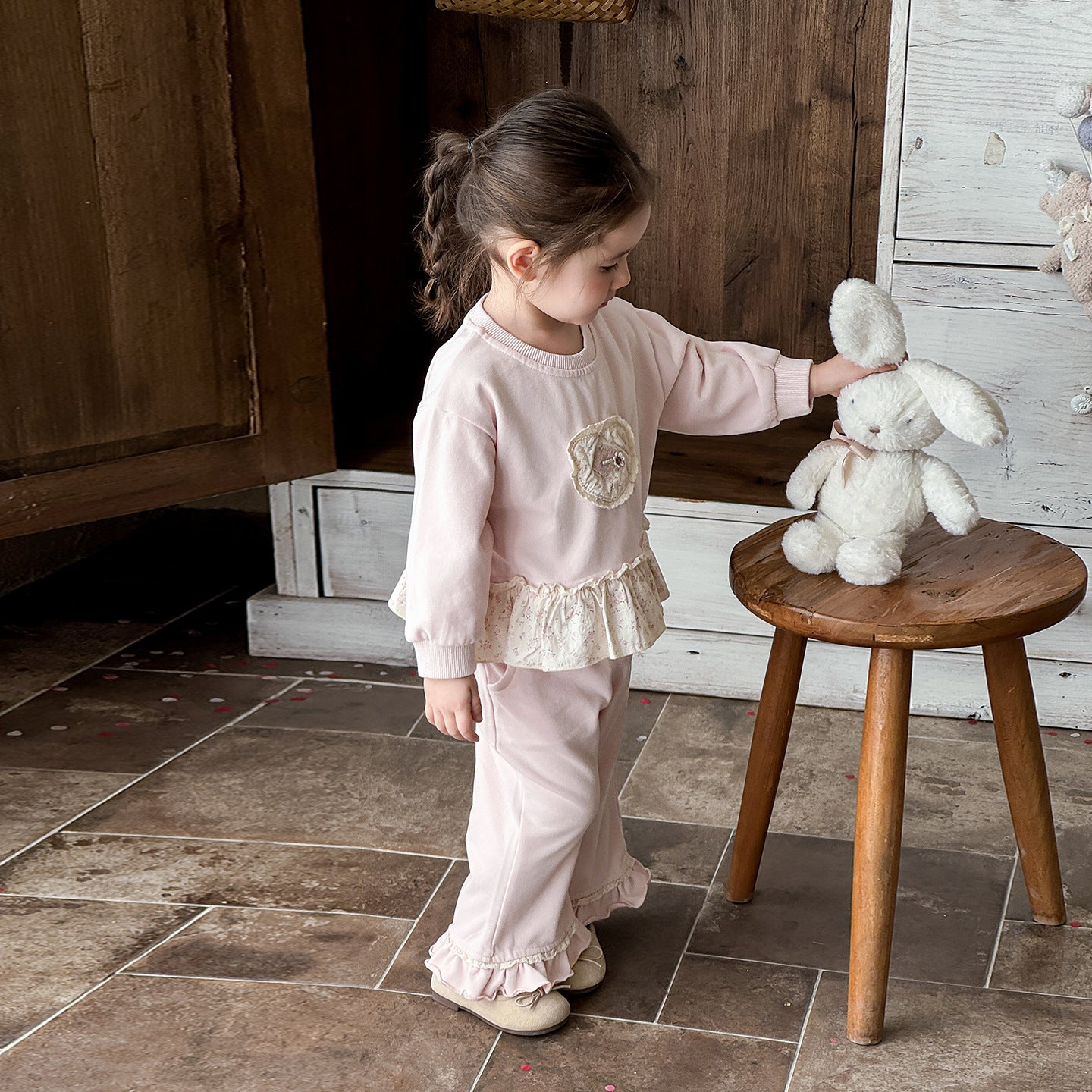 Infant and Toddler Girls' Outfit, New Casual Sporty Long Sleeve Two-Piece Set