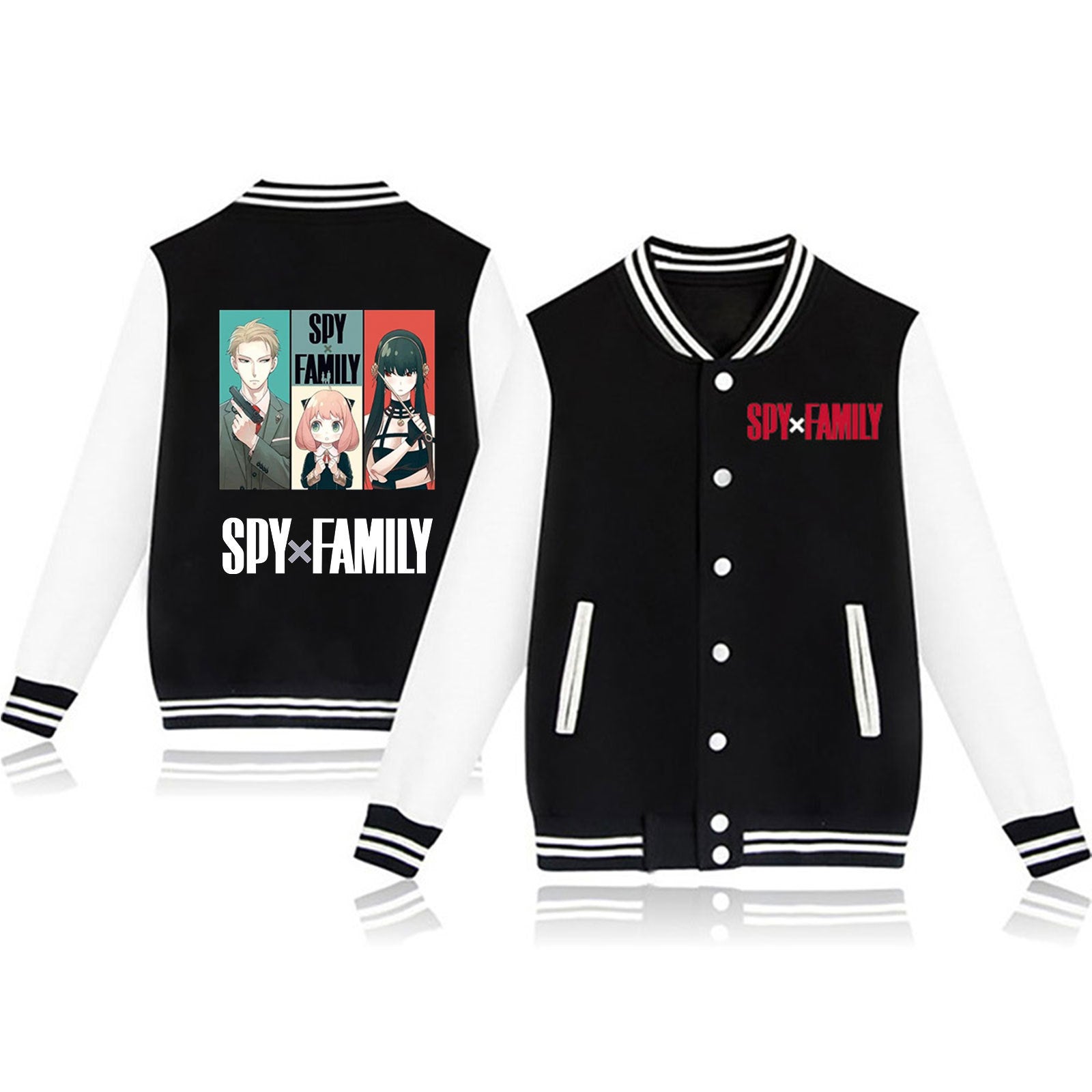 Cartoon Anime Text Fashion Casual Baseball Jacket for Men and Women