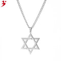 Stainless Steel Hexagram Necklace Fashion Simple Wandering Pendant Retro Men And Women Couple Hollow Pendant