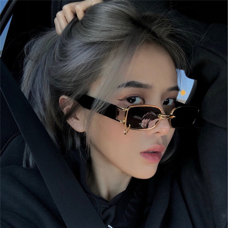 Popular Fashion Small Rectangle Women Luxury Sunglasses Brand Designer Vintage Punk Men Sun Glasses Shades UV400