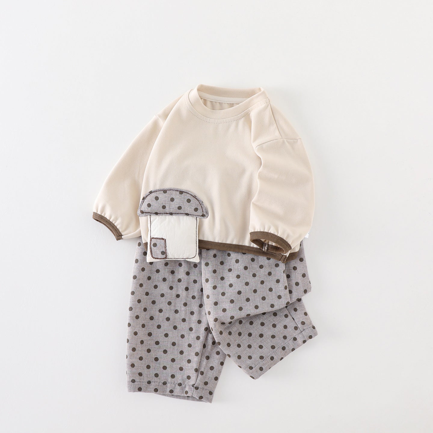 Cute Mushroom Long Sleeve Top for GirlsChildren's Outfit, A-Class New Autumn Fashion Set